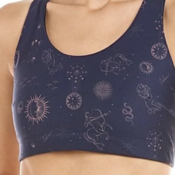 NWT Johnny Was Calme Endurance Sports Bra Celestial Astrological Print Navy L - Picture 1 of 3